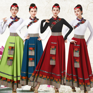 藏族舞蹈演出服装女艺考广场舞服装套装成人大摆半身长裙西藏