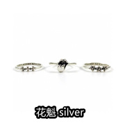 花魁silver 925纯银做旧三十字小舌头五角星戒指欧美复古潮流指环