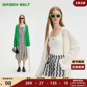 greenbelt开衫针织外套，女宽松休闲夏天外(夏天外)搭薄款慵懒风镂空罩衫