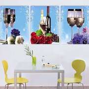 餐厅装饰画水果酒杯装饰画厨房饭厅三联挂画竖版简约壁画无框画