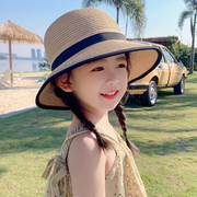 春季旅游儿童防晒帽子，女童夏天遮太阳凉帽，防紫外线草帽宝宝渔夫帽
