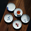 中式手绘杯垫景德镇陶瓷茶托，迷你杯托青花，茶道小茶碟禅意功夫茶具