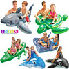 黑鲸鳄鱼动物造型儿童水上坐骑，充气玩具海豚超大海龟成人游泳坐圈