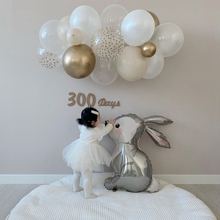 丛林兔子铝膜气球可爱卡通ins森系宝宝生日百天拍照道道飘空气球