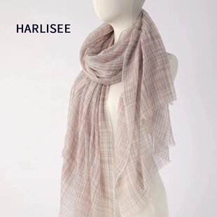 浅粉色薄款羊毛围巾女日系秋冬时尚百搭羊绒，披肩围巾两用保暖丝巾