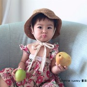 宝宝帽子夏季大沿遮阳儿童，草帽女童帽子，可爱潮1-3岁薄款夏天透气