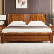 乌金木床全实木主卧1.8米双人床储物床婚床现代中式家具原木