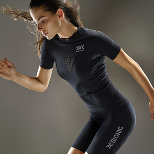x-bionic优能速跑4.0女士短袖紧身衣裤，女子运动压缩健身衣裤