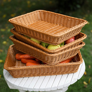 Kens仿藤编水果篮面包筐超市果蔬陈列展示篮零食框塑料编织筐大号