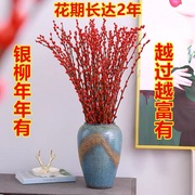 银柳干花鲜枝真花红色福桶年宵花卉室内装饰客厅摆设摆件水培植物
