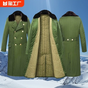 军大衣男女冬季加厚东北棉绿大衣棉袄防寒棉服，中长款带帽工作