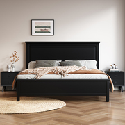 美式床实木黑色实木床，乡村双人床气动高箱储物，美式复古床现代简约
