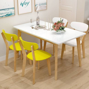北欧餐桌吃后现代实木桌家用简约经济型饭用长方形装椅套组合防水