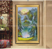 中式经典手绘风水聚宝盆，油画客厅办公室会所别墅，酒店家居装饰挂画