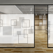 抽象空格几何图形玻璃门窗贴纸公司隔断玻璃贴办公会议室静电磨砂