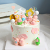 网红蛋糕装饰可爱小猪摆件卡通笑脸插件生日快乐插牌儿童生日装扮