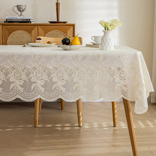 高级感蕾丝长方形桌布免洗防油防水茶几布餐桌(布，餐桌)防烫pvc塑料台布