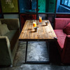 美式实木餐桌工业风做旧咖啡桌铁艺复古原木方形办公桌会议桌欧式