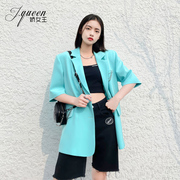 短袖西装外套女夏季时尚韩版气质网红炸街高级感薄款垂感西服