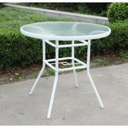 玻璃小圆桌子 钢化白色桌餐桌 户外休闲时尚桌 欧式洽谈铁艺桌q.