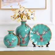 陶瓷摆件欧式花瓶三件套创意玄关客厅茶几酒柜电视背景干花瓶花盆