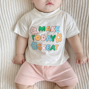 ins韩国2024夏季婴儿彩色字母短袖，t恤简约打底短裤，女宝宝2件套装
