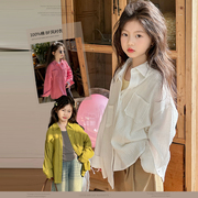 奶油kids童装女童翻领，衬衫长袖2024春季韩版洋气儿童休闲上衣