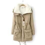 韩版加厚棉衣女装，外套中长款羊羔绒，加绒棉衣冬季大衣大码外套