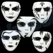 万圣节化妆舞会手绘白色鬼步舞面具男街舞面具恐怖面具鬼舞步面具