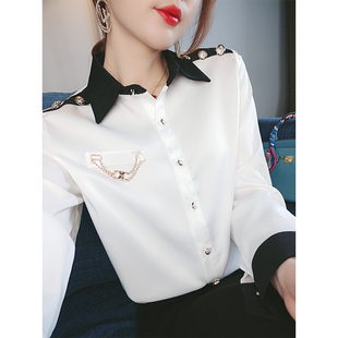 雪纺白衬衫女春装2024年韩版宽松高端衬衣设计感小众别致上衣