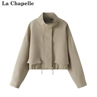 拉夏贝尔lachapelle立领，短款风衣外套，女秋装款抽绳宽松夹克上衣