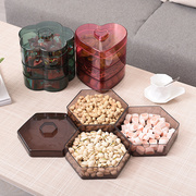 3-4层透明果盒可叠加组合坚果盘干果盘带盖客厅创意零食盘糖果盒
