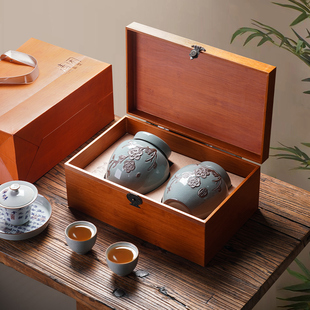 复古陶瓷罐包装盒密封茶叶罐，红茶金骏眉空礼盒，绿茶通用茶叶盒空盒