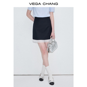 vegachang半身裙女2024年夏季气质减龄蕾丝，花边拼接包臀裙