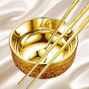 银碗银勺子银筷子套装年年有鱼宝宝新人满月碗筷，礼物家用餐具摆q.