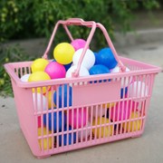 超市购物篮手提篮买菜篮子加厚篮筐粉色，大号购物筐收纳家用塑料筐