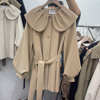 十三行设计感洋气娃娃领风衣，外套女2023春季韩版时尚系带显瘦大衣