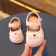 学步鞋女宝宝鞋子春秋0一1-2岁半婴儿，软底秋季防滑女童公主小皮鞋