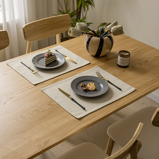 新中式棉麻餐垫喝茶茶杯布垫子隔热防烫防水西餐盘垫纯色大号桌垫
