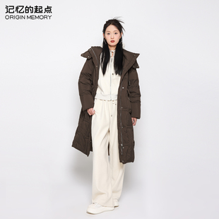 记忆的起点长款高领连帽羽绒服女2023加厚保暖外套67TD93630