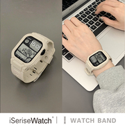 iserisewatch适用applewatchs8表带iwatch9代苹果手表s7一体，表带星光色高级创意，tpu表壳4145mm春夏运动男女