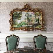 140轻法式美式客厅沙发挂画油画热带风景绿色系玄关壁炉画纯手工