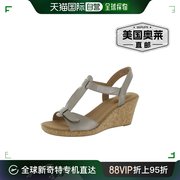 rockportblanca女式仿皮踝带t型带凉鞋，-金属色美国奥莱