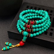 民族风绿松石佛珠手串，藏式优化绿松石108颗佛珠手链男女饰品