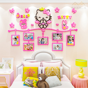 kitty猫儿童房间背景墙装饰墙贴亚克力3d立体女孩卧室照片墙布置