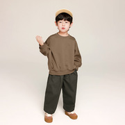 韩国童装男童卫衣春装2024儿童，纯色长袖上衣宝宝蝙蝠袖套头衫