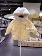 韩国中小童装小雨伞冬款女宝宝，黄色短款洋气可爱带帽棉服外套棉衣