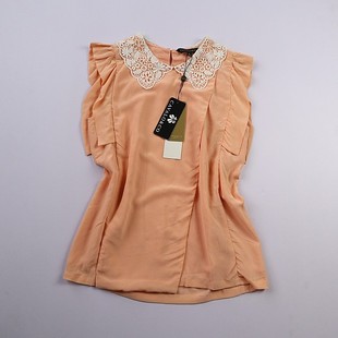 夏季新女士圆领镂空娃娃领无袖桑蚕丝时尚气质衬衫 纯色套头衫A01