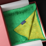 非遗花罗丨孔雀绿双面可用真丝，重工卷边长条桑蚕丝围巾丝巾礼盒装