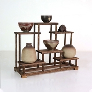 桌面博古架实木多宝阁茶具，小架子中式展示架，茶杯摆件置物架收纳架